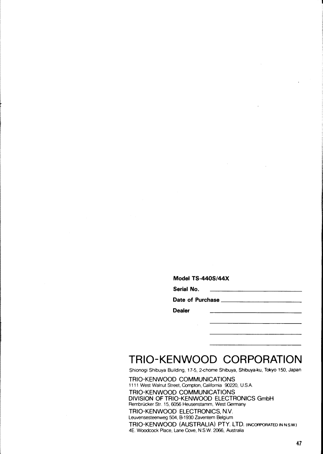 Kenwood TS-440S manual 