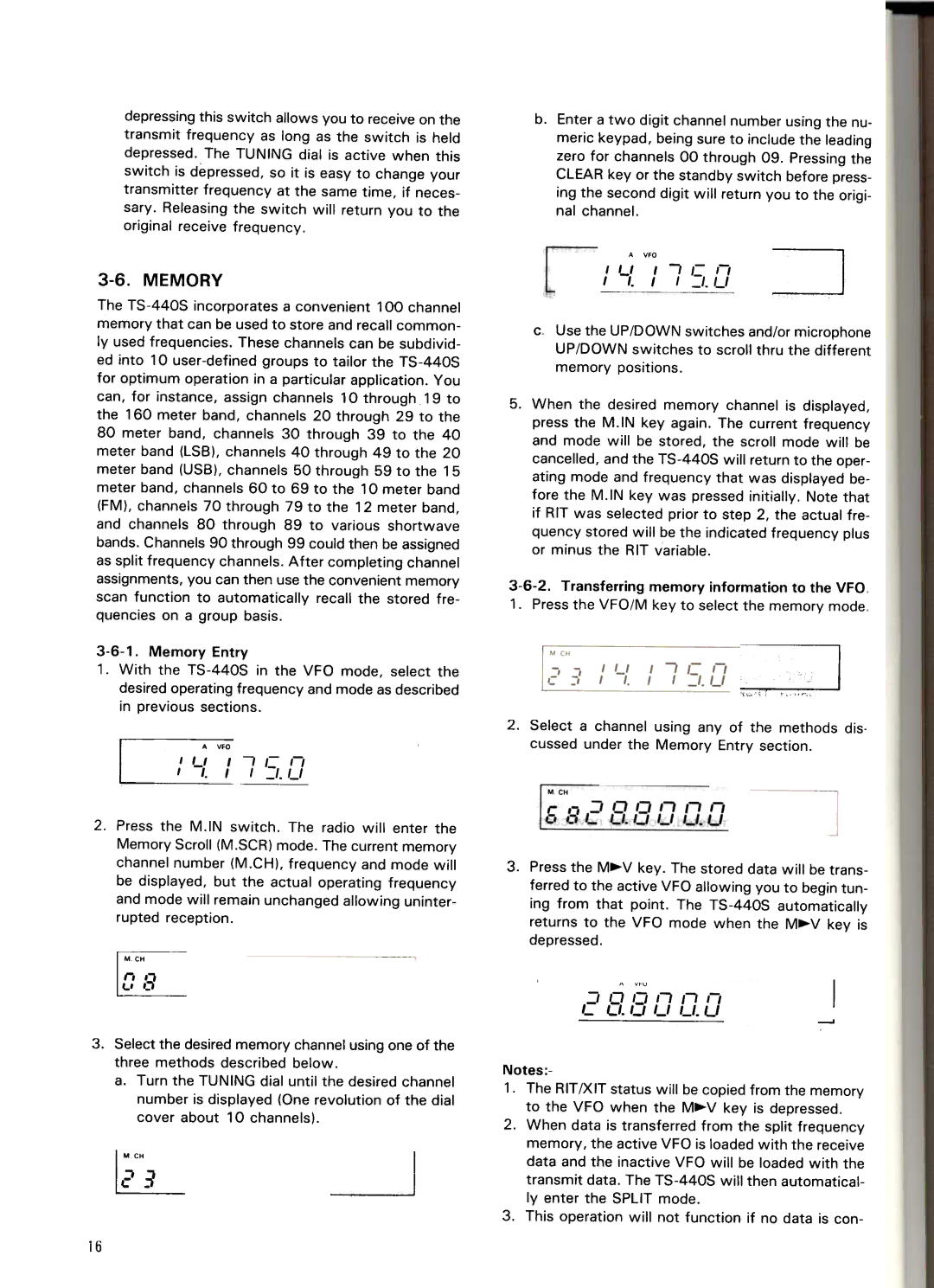 Kenwood TS-440S manual Memory, ~i, CH ,j 