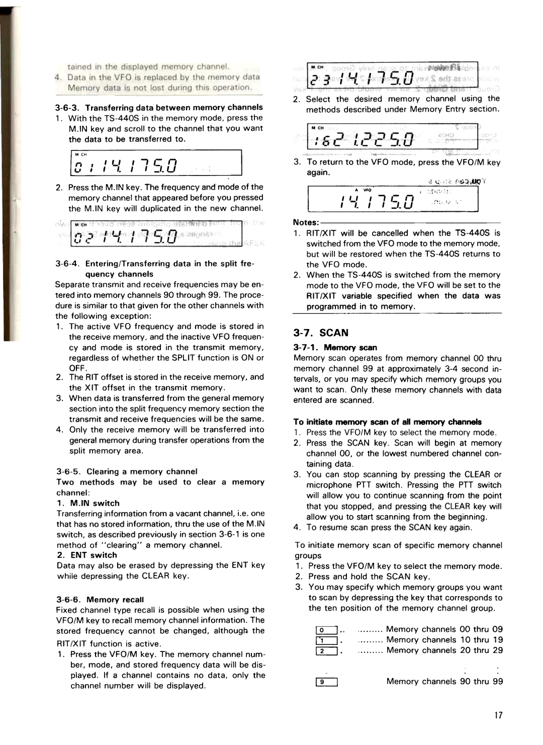 Kenwood TS-440S manual Scan, Off, Two methods may be used to clear a memory, Again 