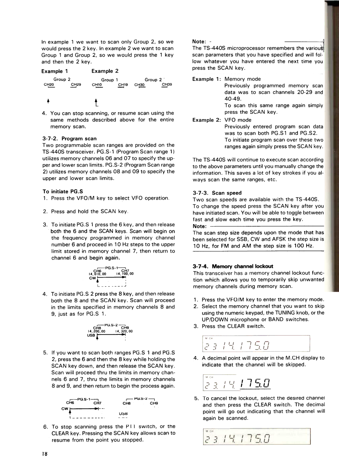 Kenwood TS-440S manual PGS-1, PG.S-1, Memorychannellockout 