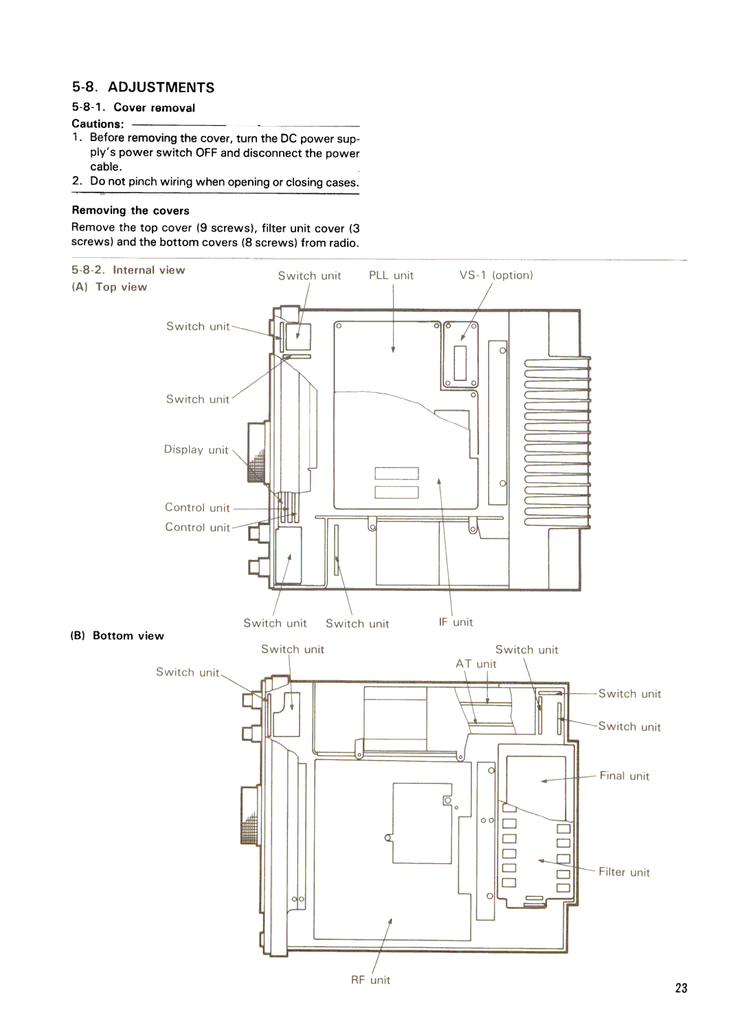 Kenwood TS-440S manual Adjustments, Bottom view 