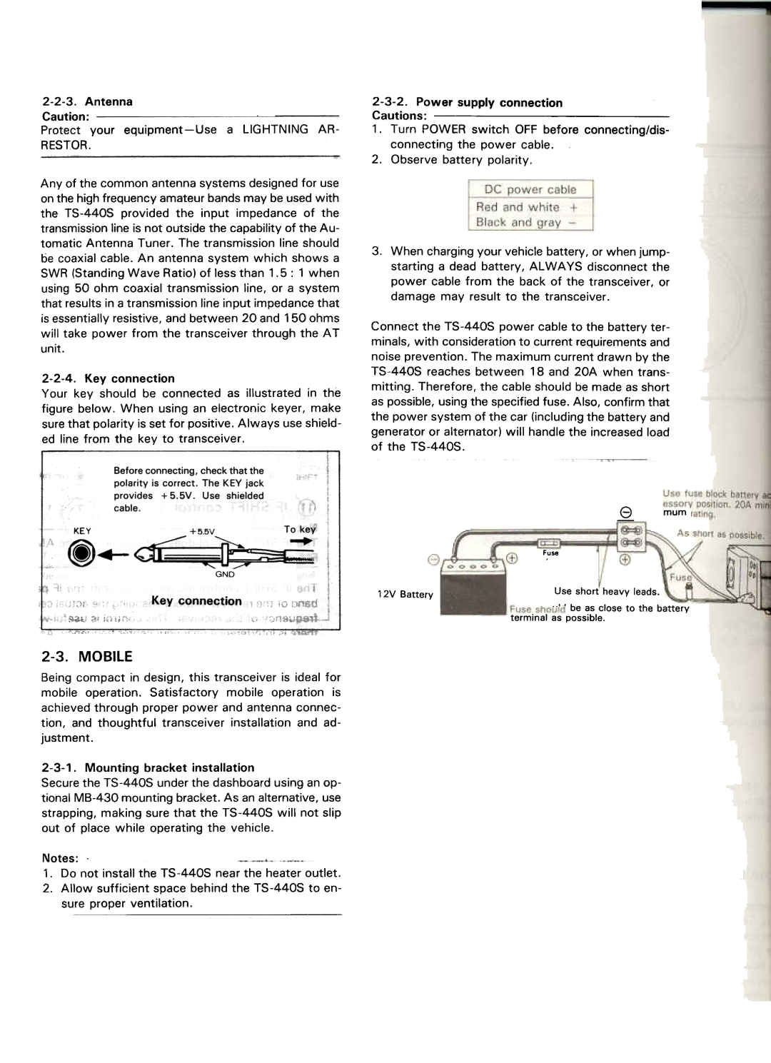 Kenwood TS-440S manual Mobile, Antenna, Justment 