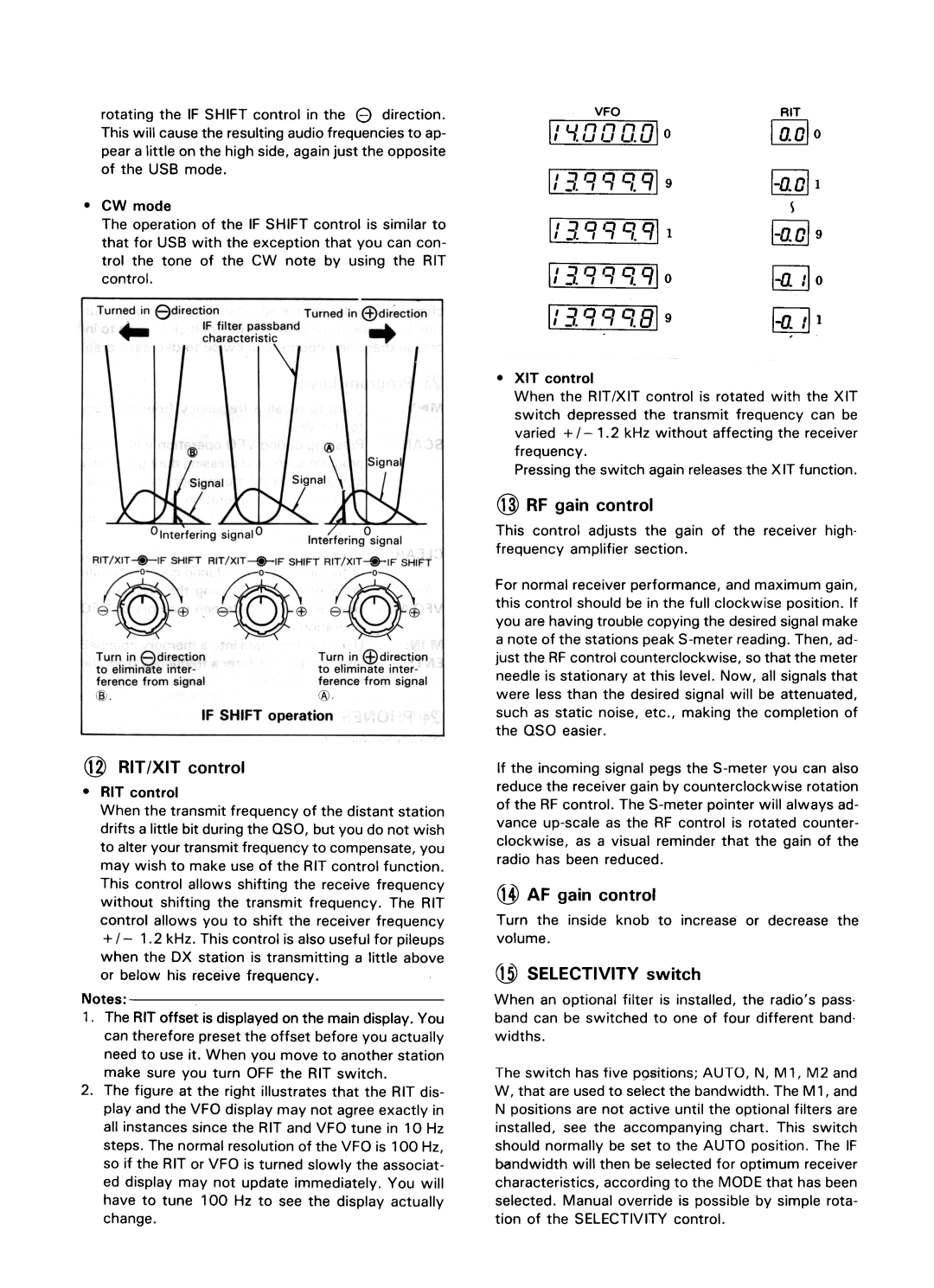 Kenwood TS-440S manual @ RIT/XIT control, II CJ,.-,, Lt.U, @ RF gain control, @ AF gain control, Change 