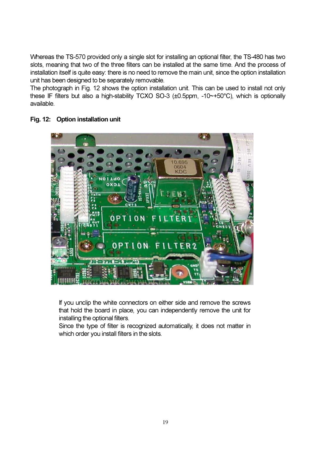 Kenwood TS-480 manual Option installation unit 