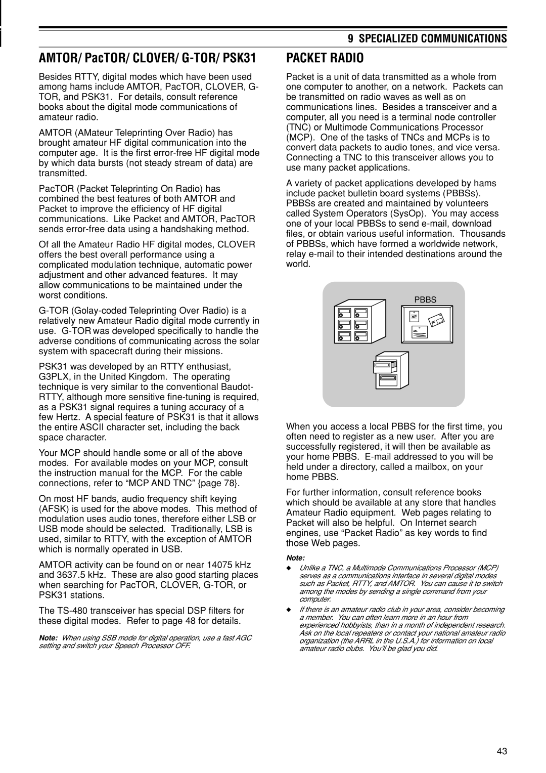 Kenwood TS-480SAT, TS-480HX instruction manual Packet Radio, Specialized Communications 