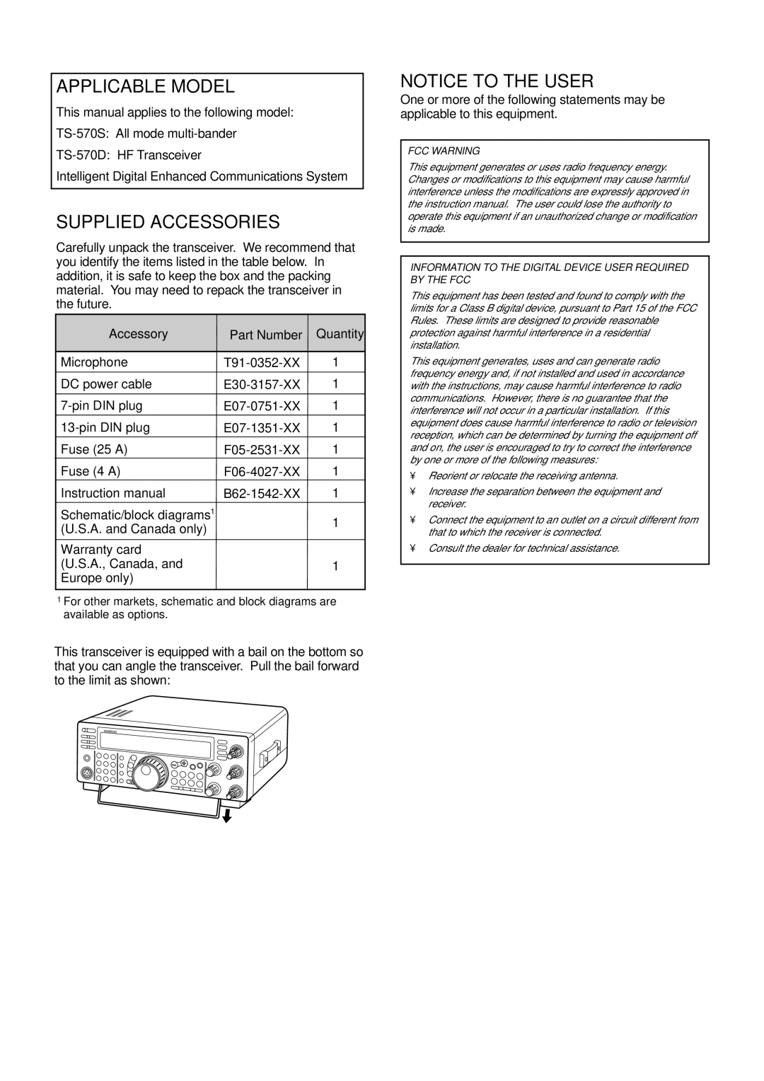 Kenwood TS-570D Applicable Model, Supplied Accessories, Intelligent Digital Enhanced Communications System 