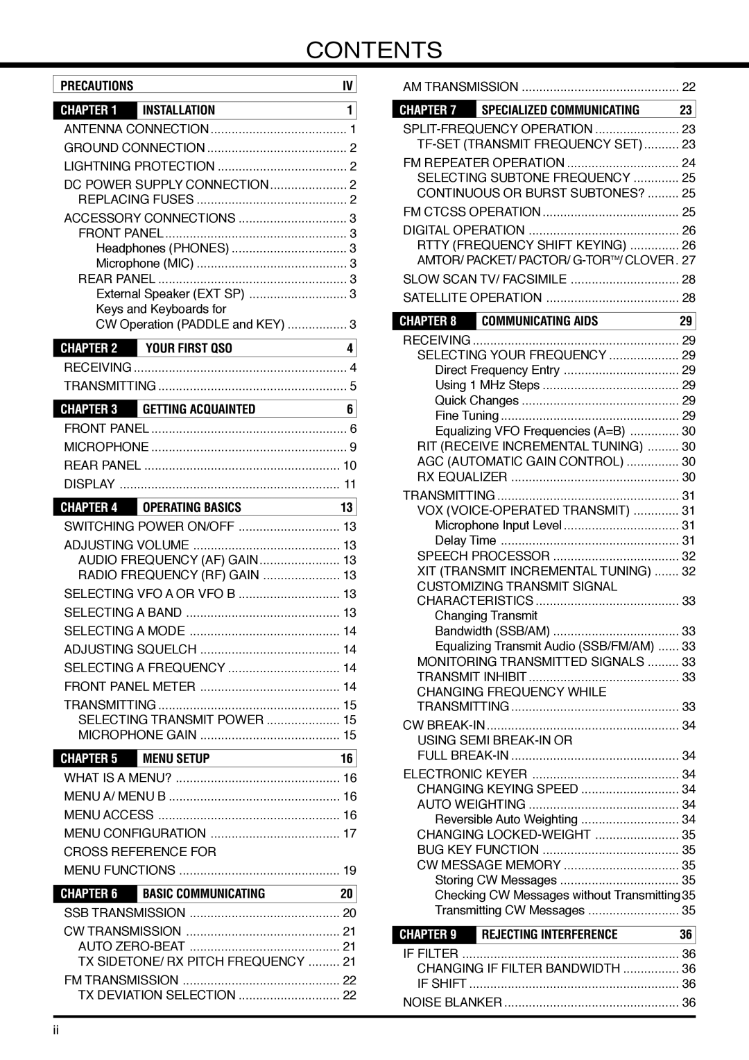 Kenwood TS-570D instruction manual Contents 