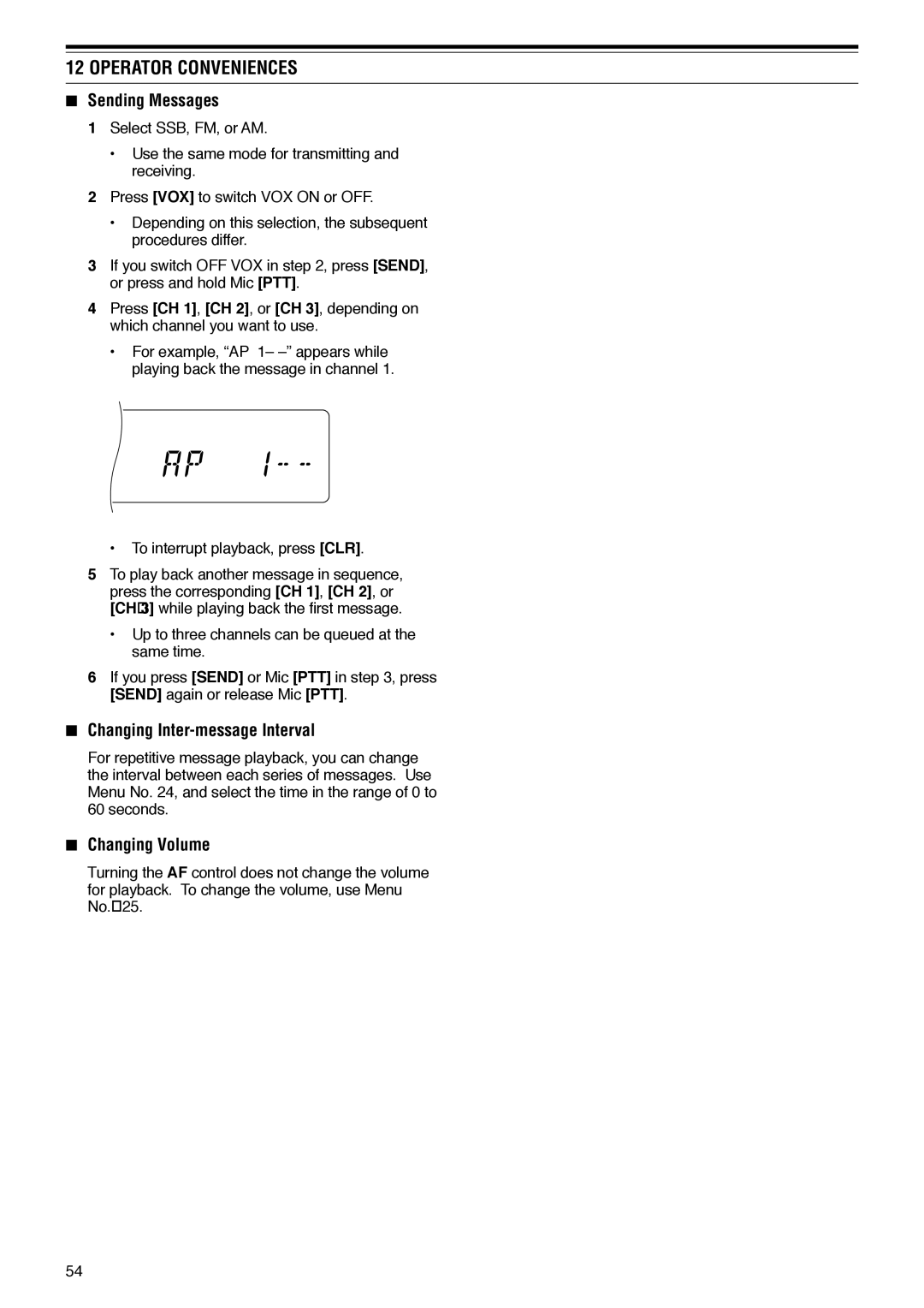 Kenwood TS-570D instruction manual Sending Messages, Changing Inter-message Interval, Changing Volume 