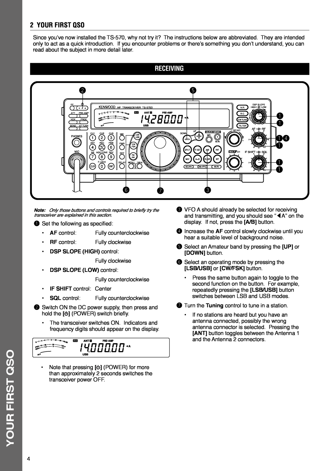 Kenwood TS-570D instruction manual Your First Qso, Receiving, q q qr q 