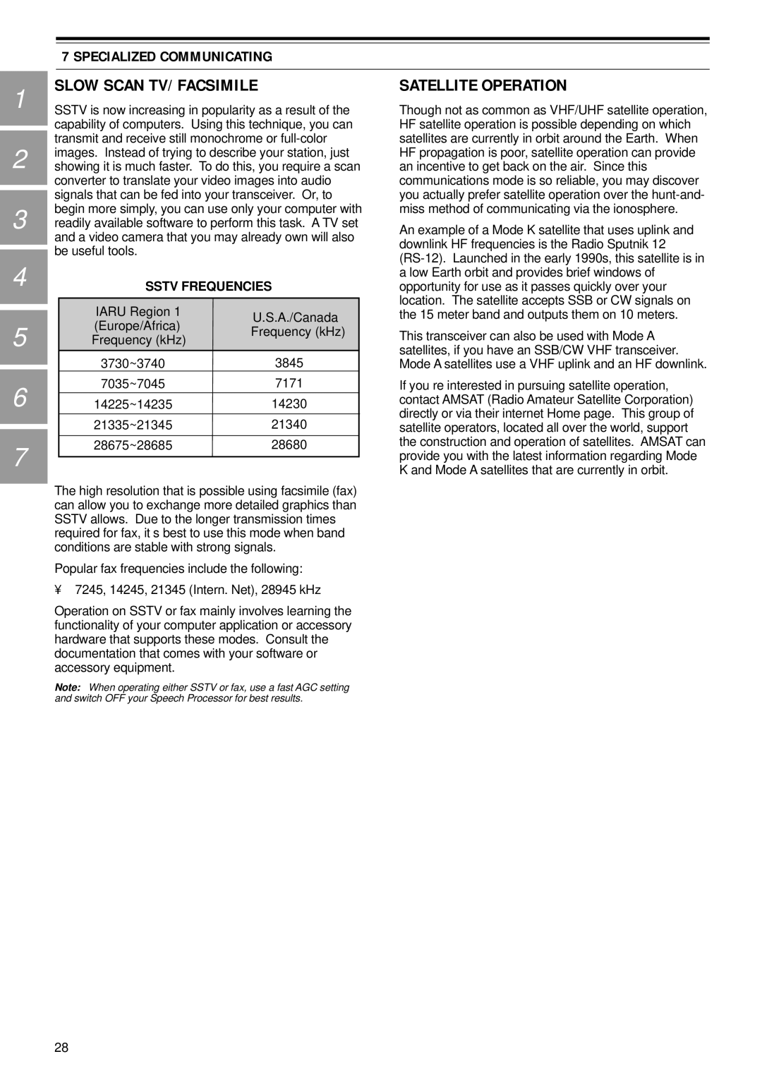 Kenwood TS-570S, TS-570D, TS-570D, TS-570S instruction manual Slow Scan TV/ Facsimile, Sstv Frequencies 