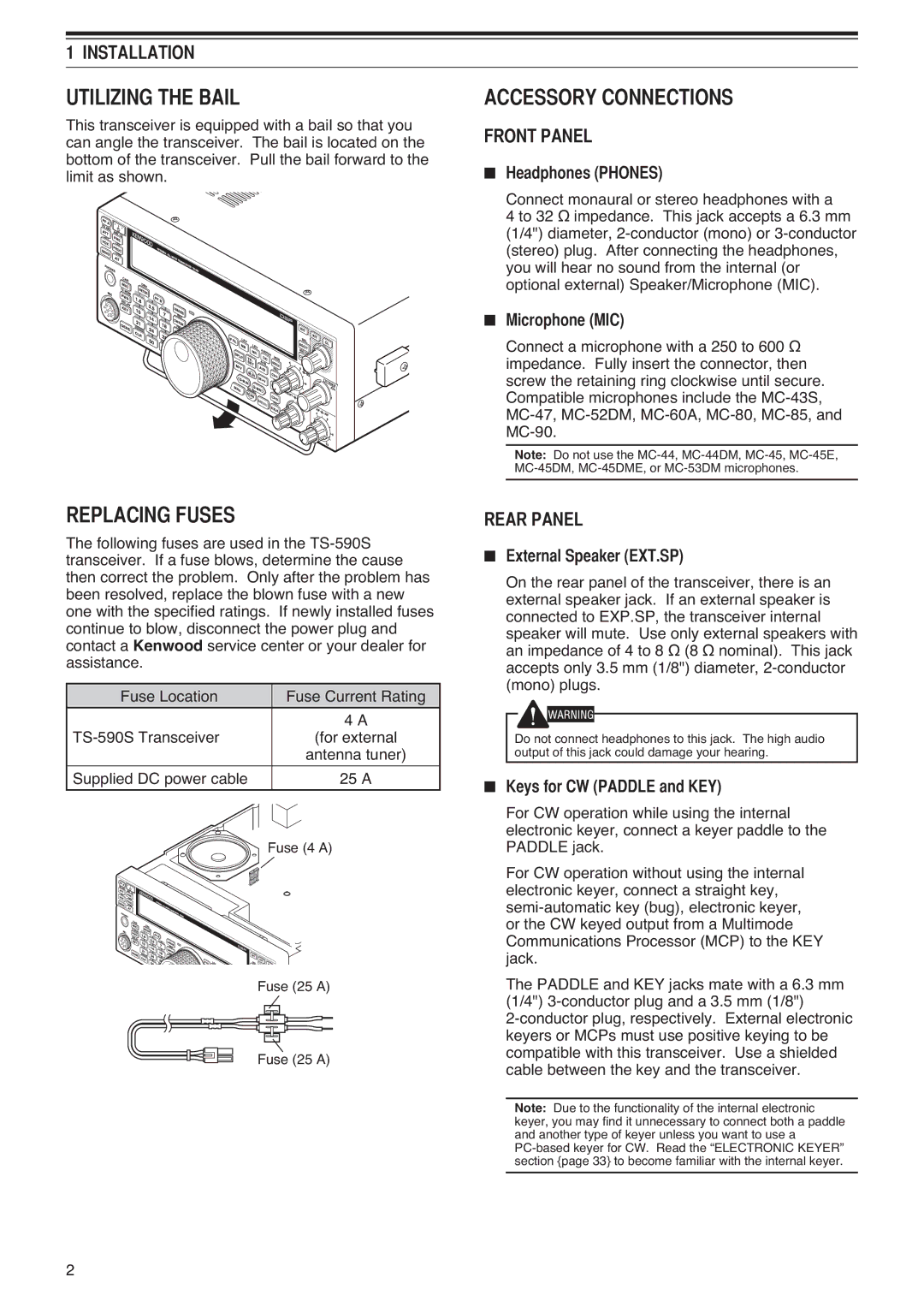 Kenwood TS-590S instruction manual 87,/,=,1*7+%$, $&&6625&211&7,216, 53/$&,1*866 