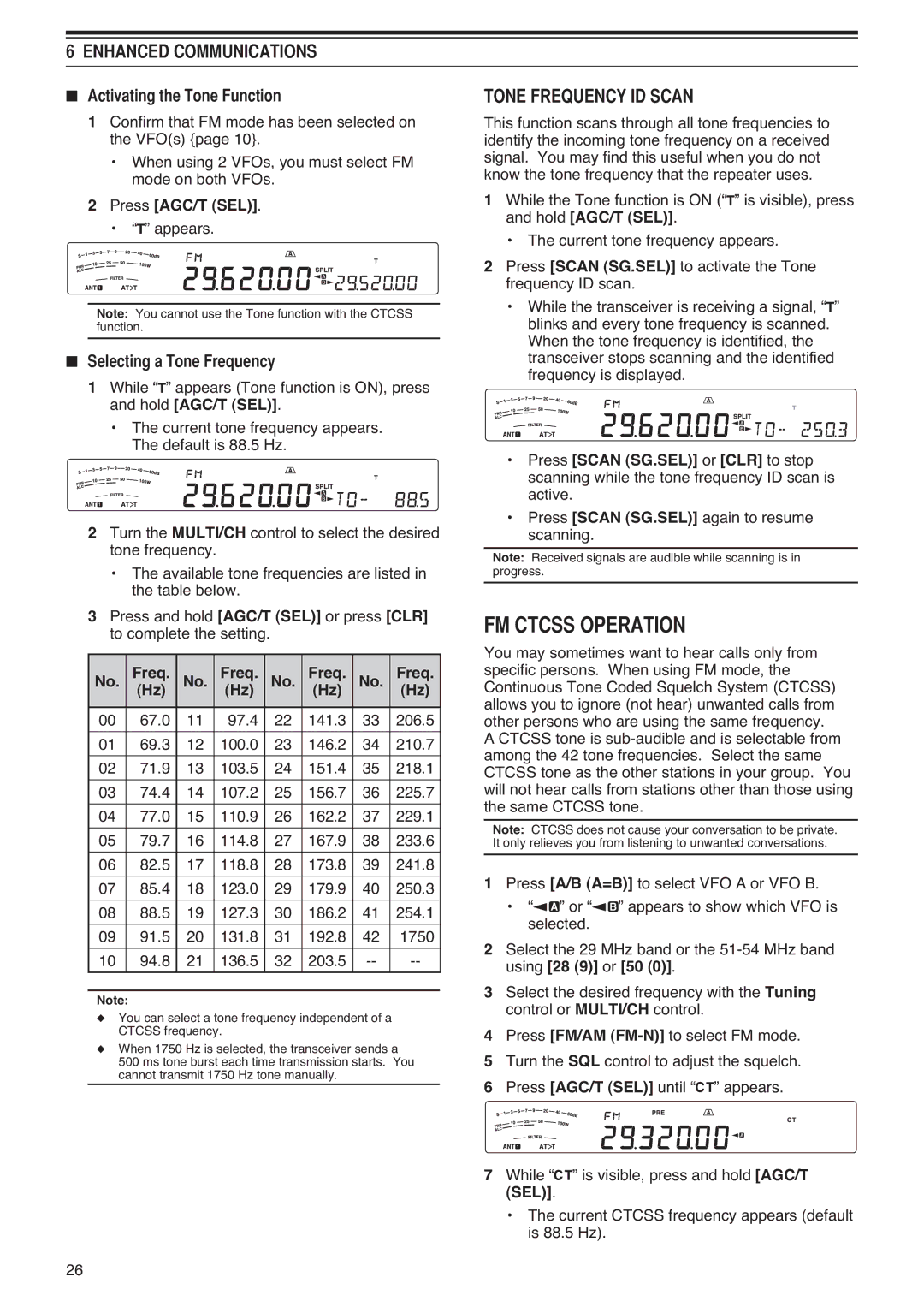 Kenwood TS-590S instruction manual &7&66235$7,21, 7215481&,6&$1,  6HOHFWLQJD7RQHUHTXHQF, Press AGC/T SEL, Freq 