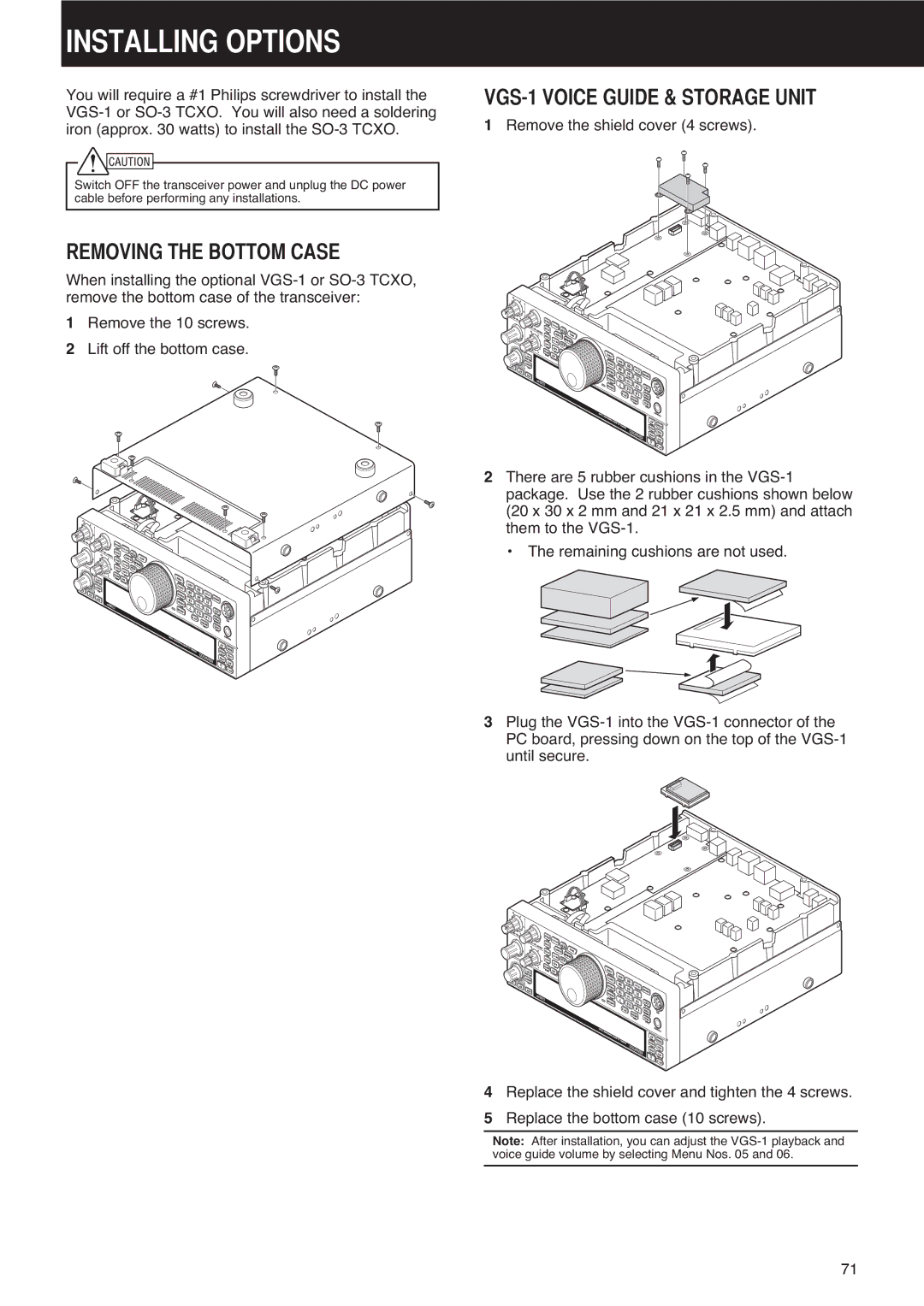 Kenwood TS-590S instruction manual 167$//,1*237,216, 5029,1*7+%27720&$6, 92,&*8, 6725$*81,7 