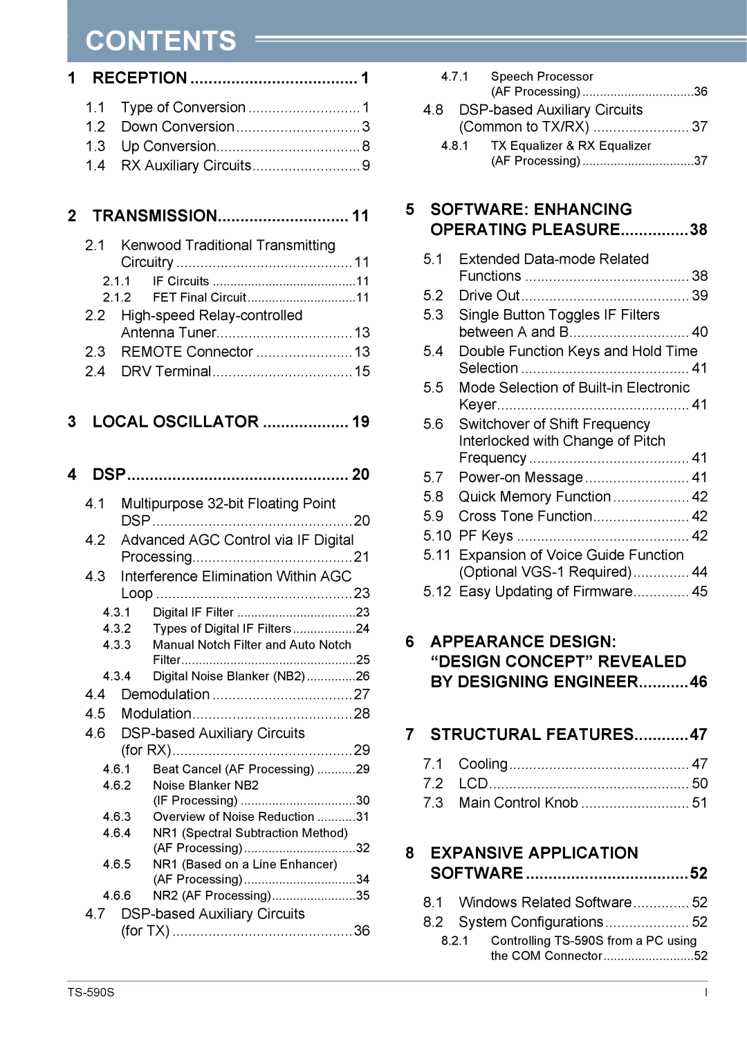 Kenwood TS-590S manual Contents 