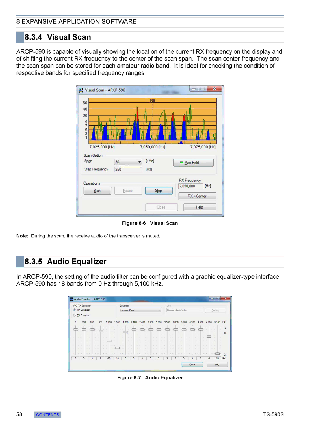 Kenwood TS-590S manual Visual Scan, Audio Equalizer 