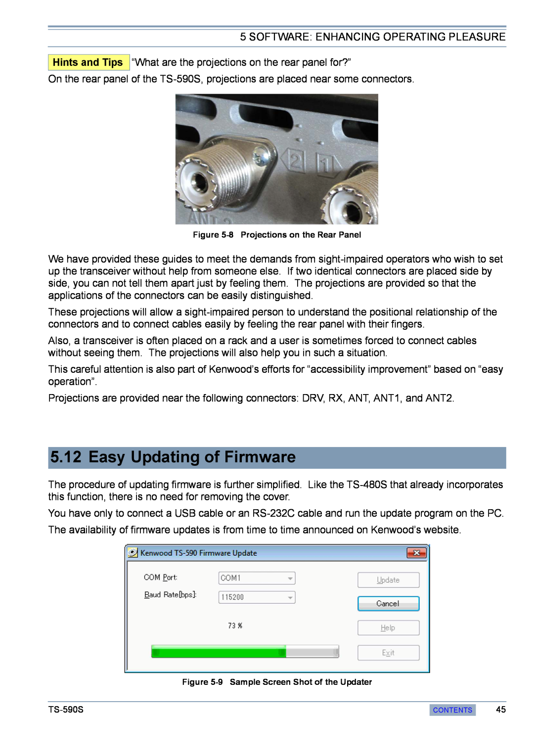 Kenwood TS-590S manual Easy Updating of Firmware, Software: Enhancing Operating Pleasure 