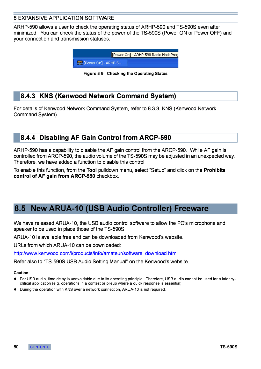 Kenwood TS-590S manual New ARUA-10USB Audio Controller Freeware, KNS Kenwood Network Command System 
