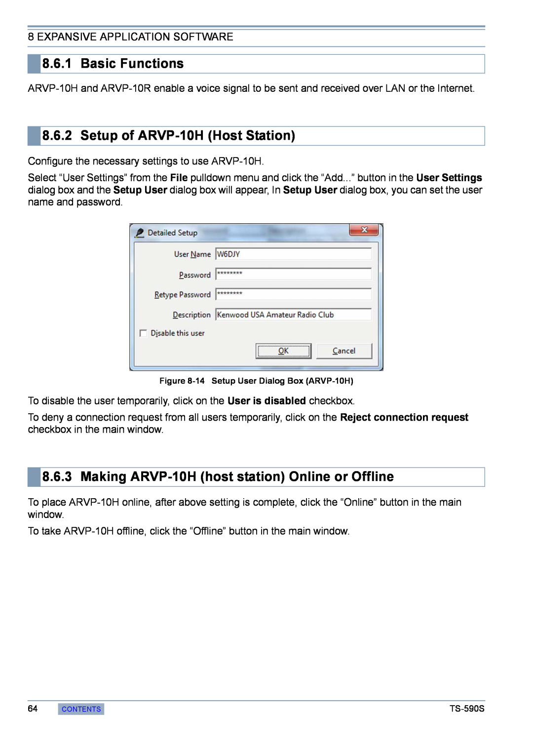 Kenwood TS-590S manual Basic Functions, Setup of ARVP-10HHost Station, Expansive Application Software 