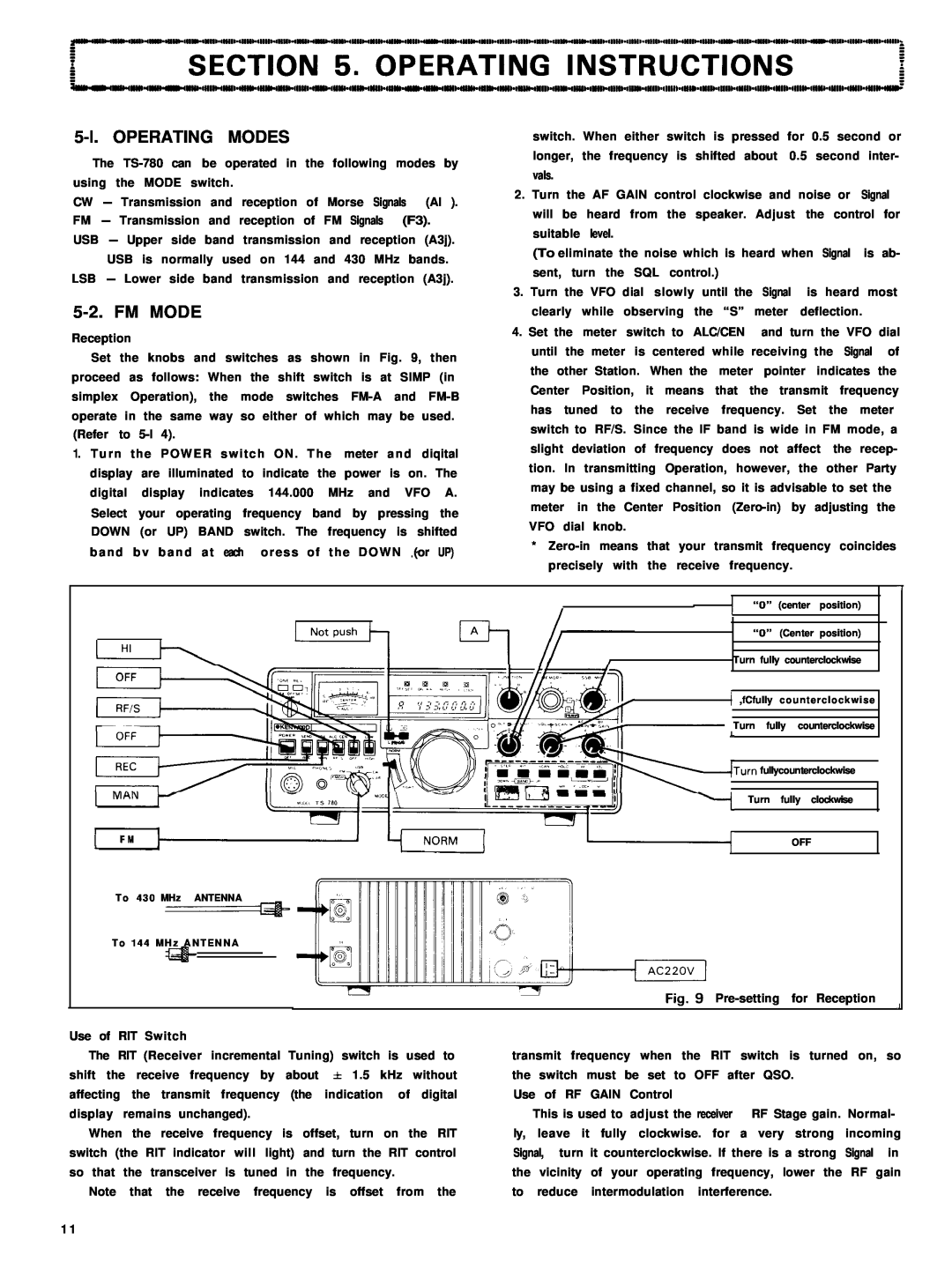 Kenwood TS-780 manual 5-l.OPERATING MODES, Fm Mode, Za 