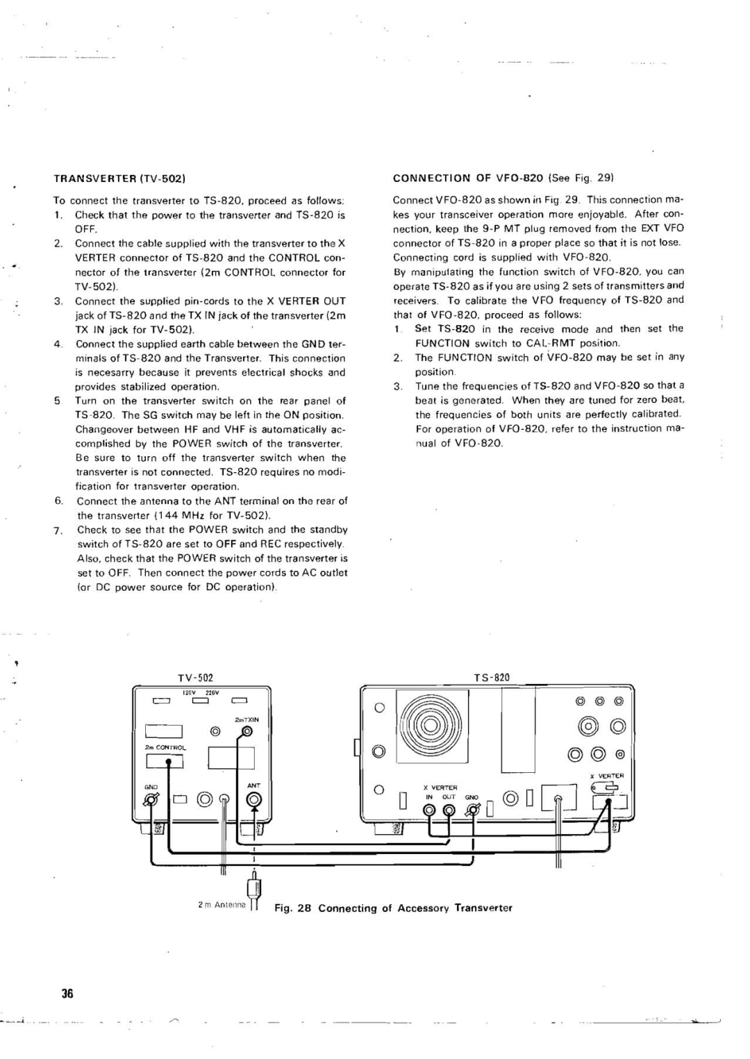 Kenwood TS-820 manual Transverter TV-5021, Off 