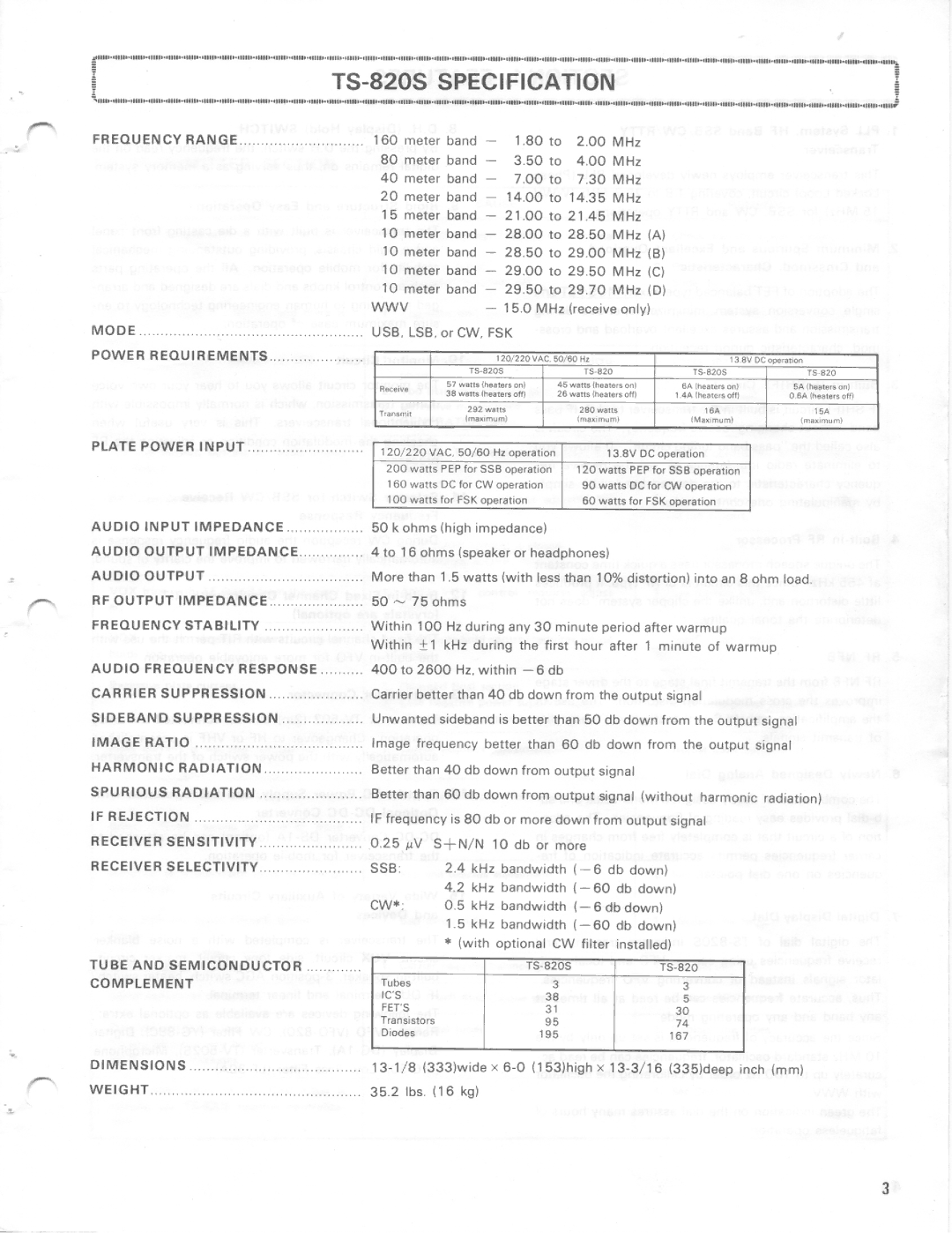 Kenwood TS-820S manual 