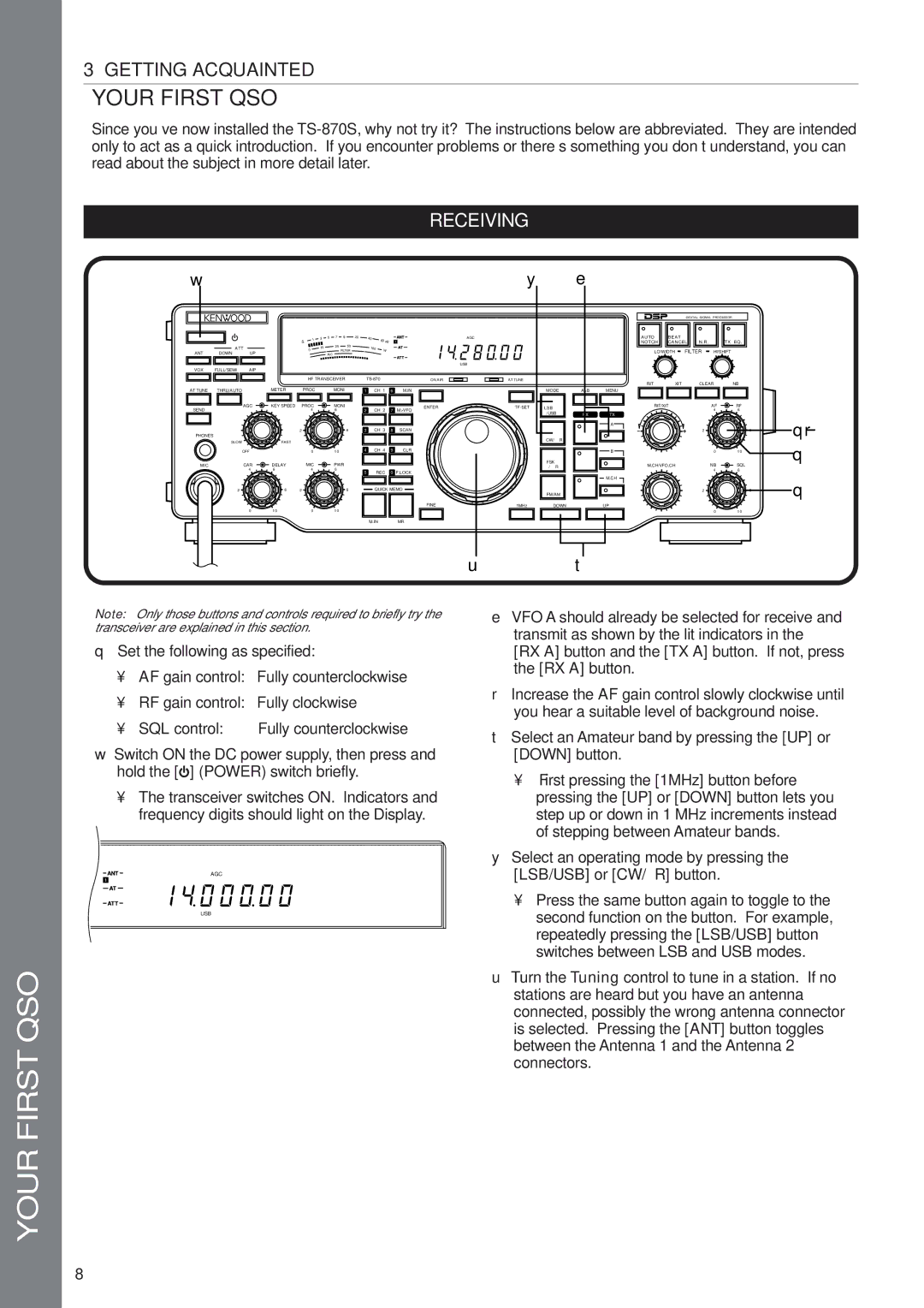 Kenwood TS-870S instruction manual Your First QSO 