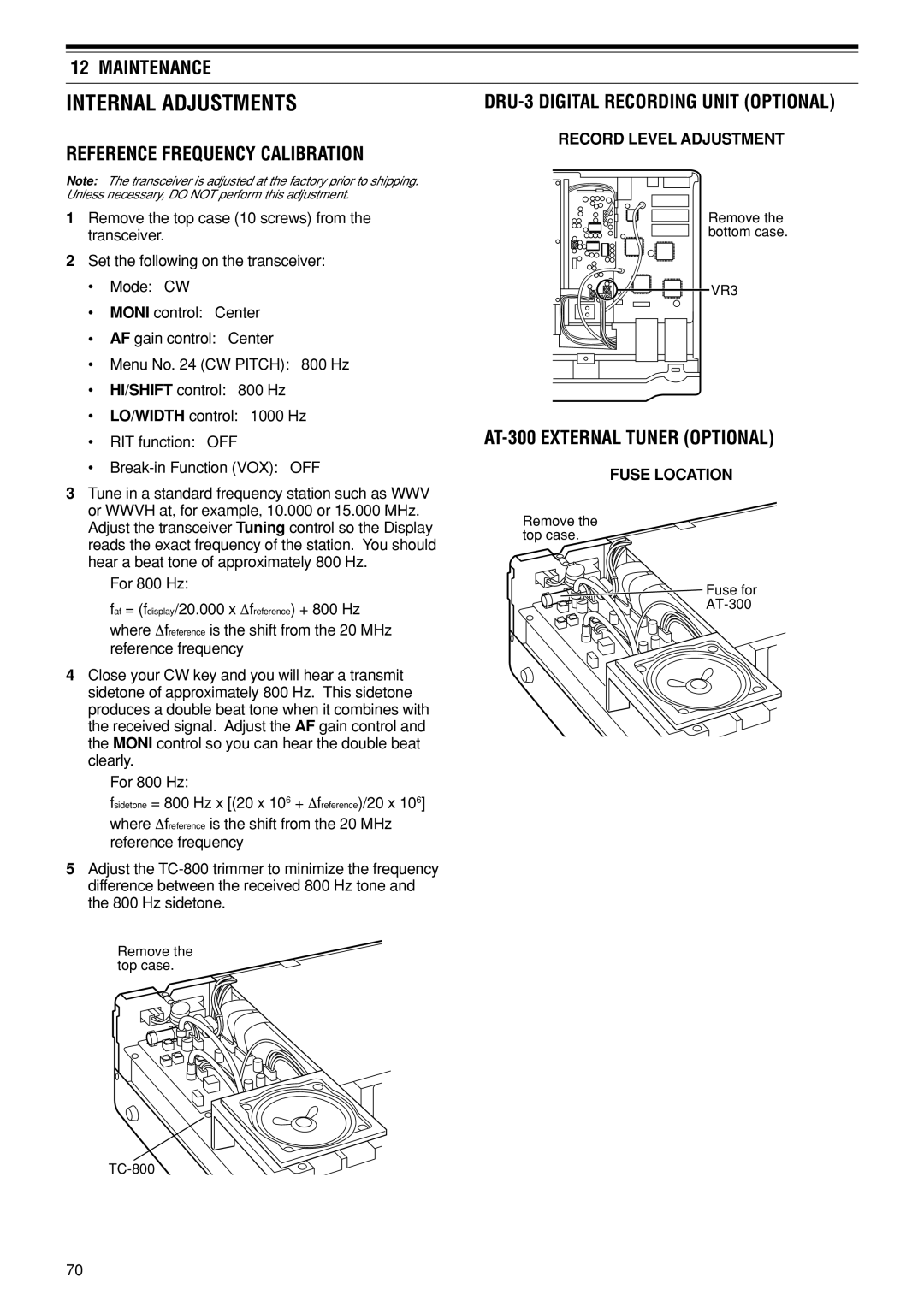 Kenwood TS-870S instruction manual Internal Adjustments, Maintenance, Reference Frequency Calibration 