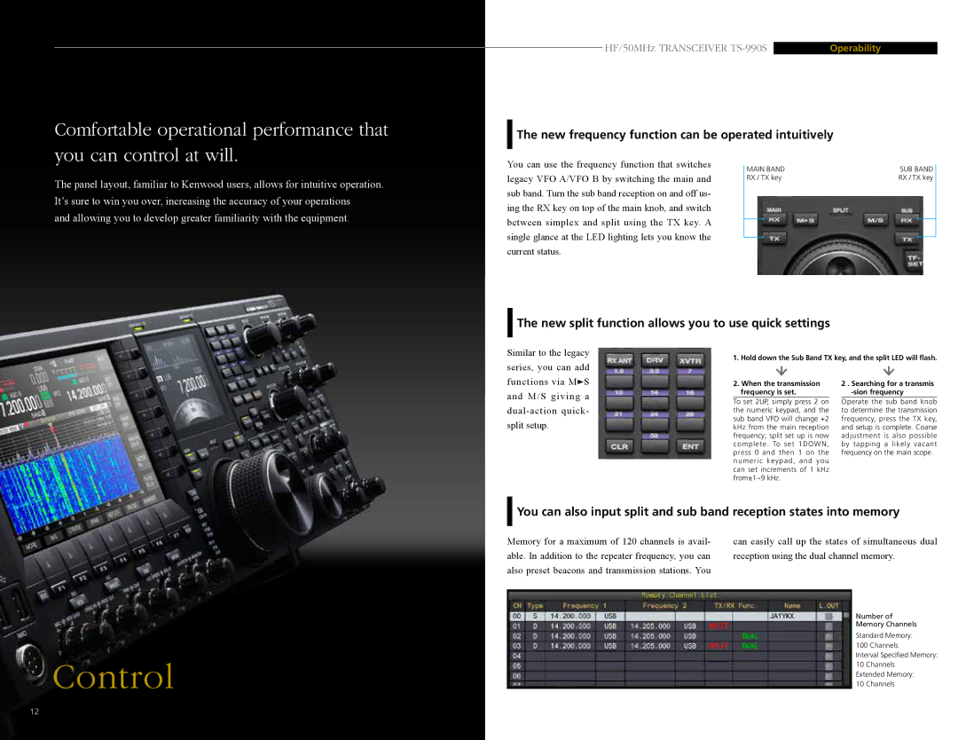 Kenwood TS-990S manual Control, New frequency function can be operated intuitively 