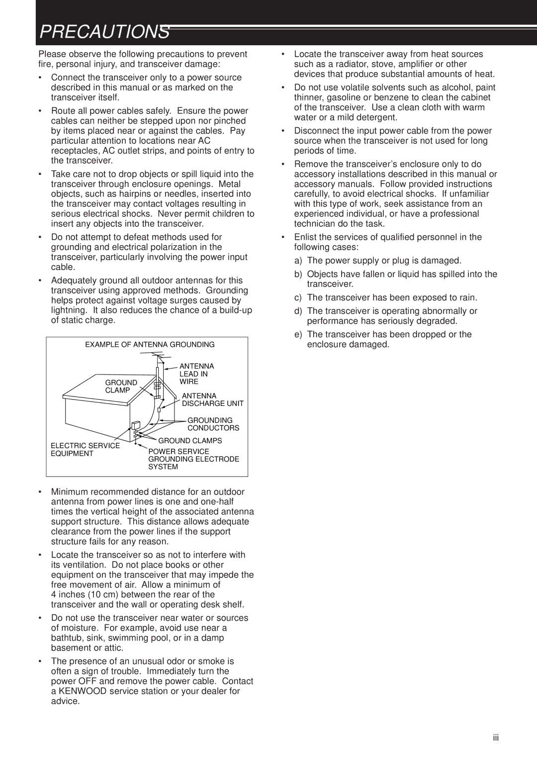 Kenwood TS-B2000, TS-2000X instruction manual Precautions 