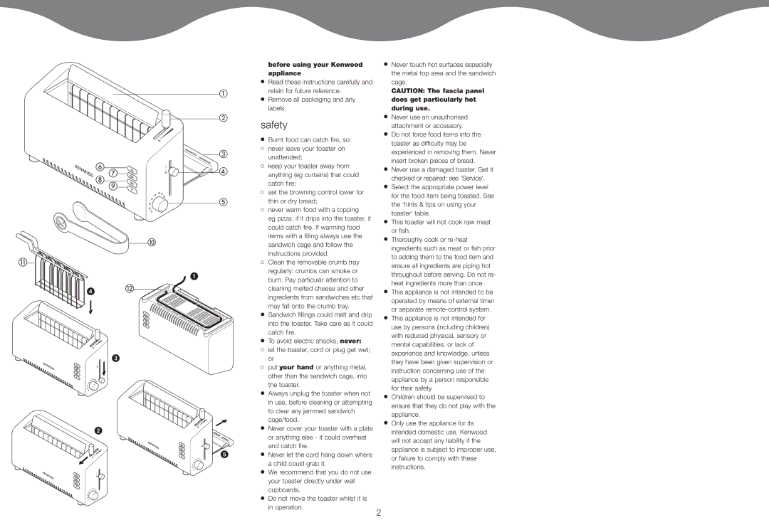 Kenwood TTM310 manual Safety, Before using your Kenwood appliance 