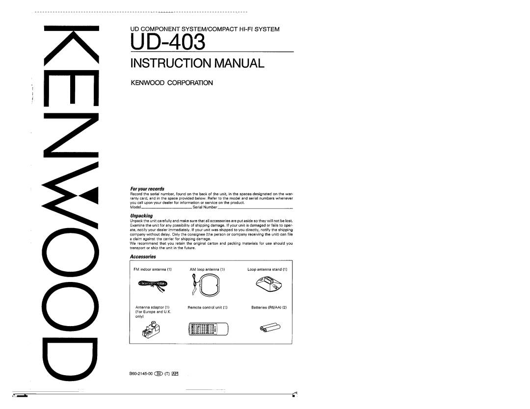 Kenwood UD-403 manual 