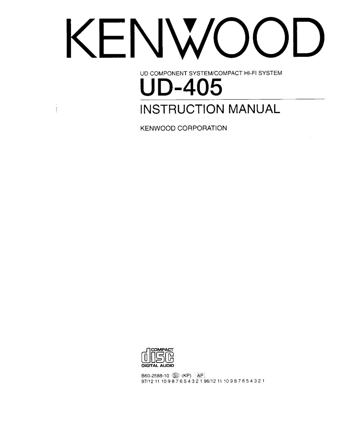 Kenwood UD-405 manual 