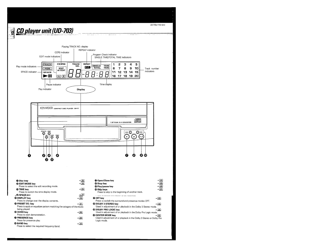 Kenwood UD-753, UD-703 manual 