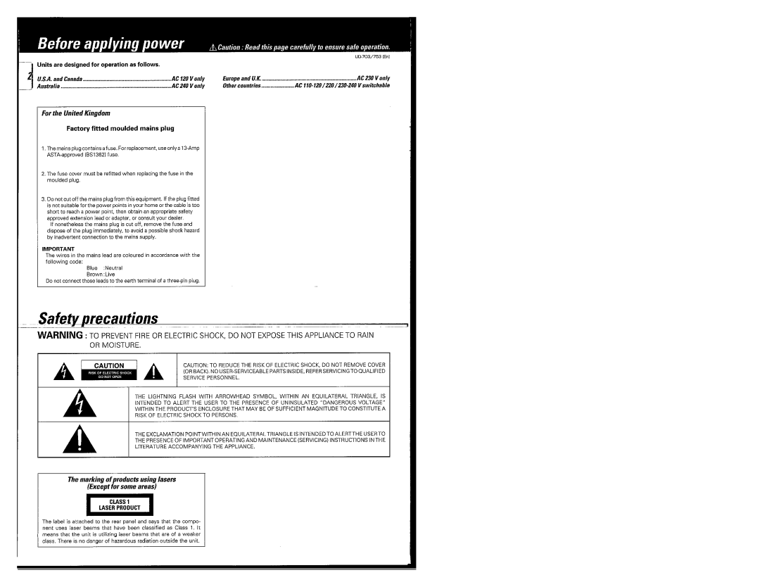 Kenwood UD-753, UD-703 manual 