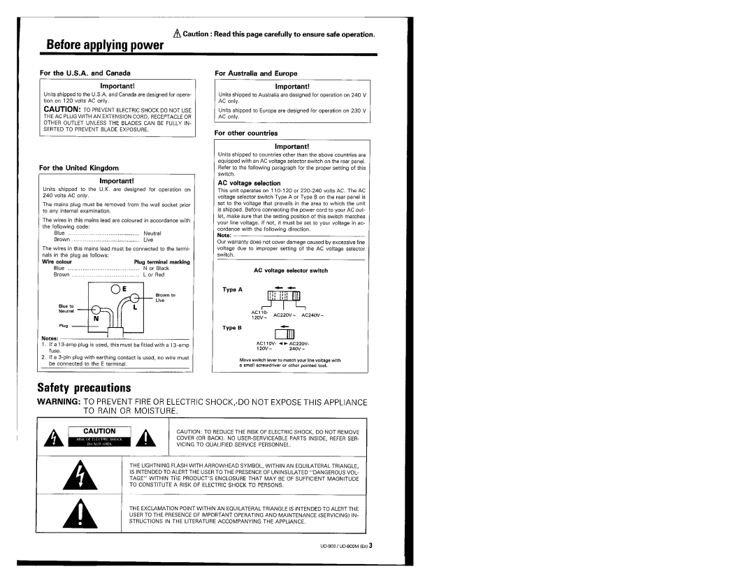 Kenwood UD-900M manual 