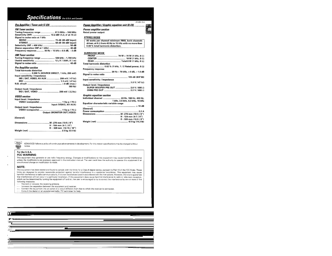 Kenwood UD-952 manual 