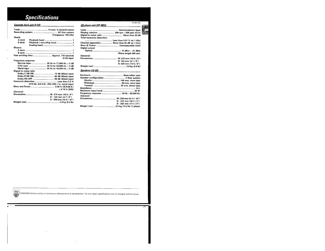 Kenwood UD-952 manual 