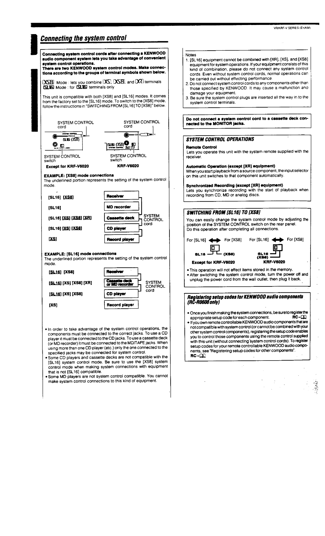 Kenwood VR-306, VR-305, VR-355, KRF-V6020, KRF-V5020 manual 