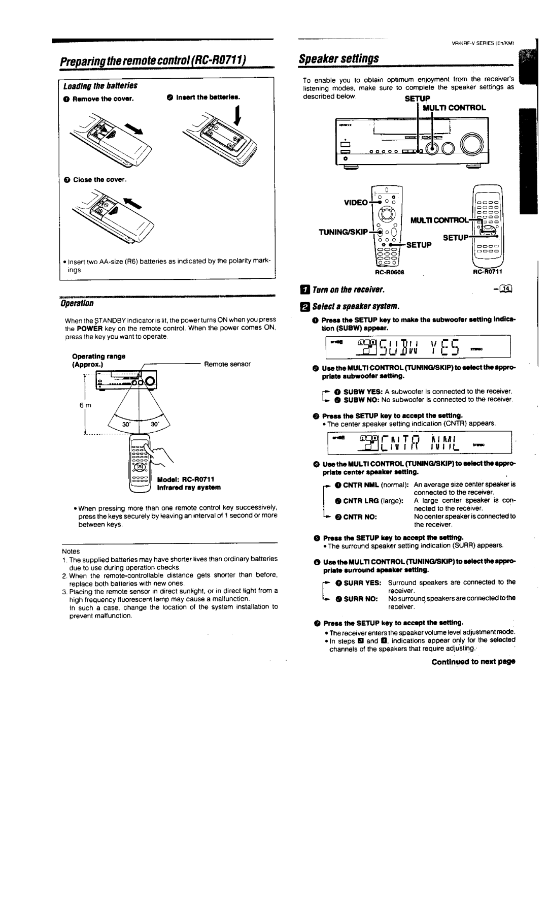 Kenwood KRF-V6020, VR-306, VR-305, VR-355, KRF-V5020 manual 