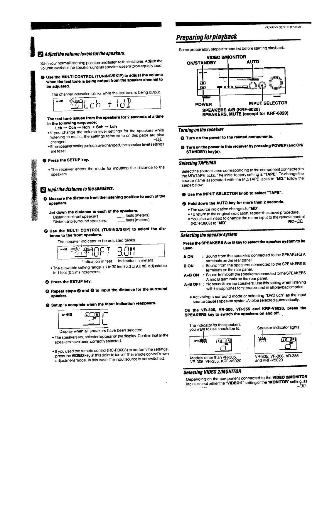 Kenwood KRF-V5020, VR-306, VR-305, VR-355, KRF-V6020 manual 