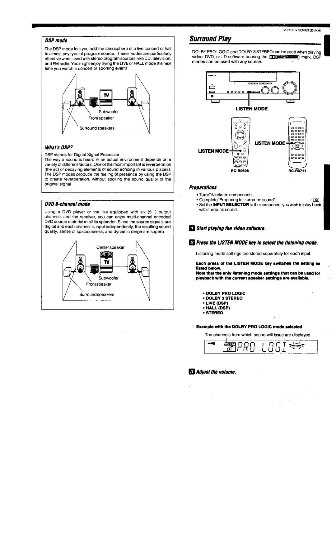 Kenwood KRF-V5020, VR-306, VR-305, VR-355, KRF-V6020 manual 