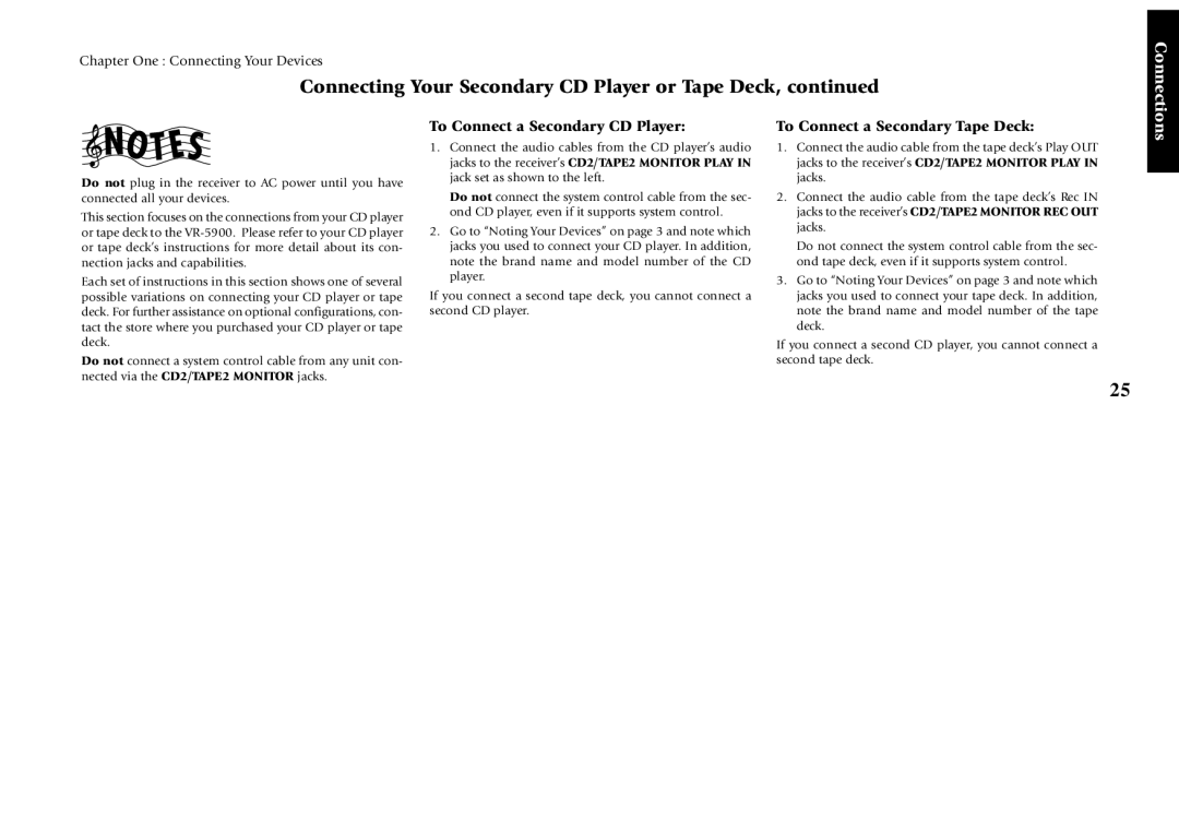 Kenwood VR-5900 setup guide To Connect a Secondary CD Player 