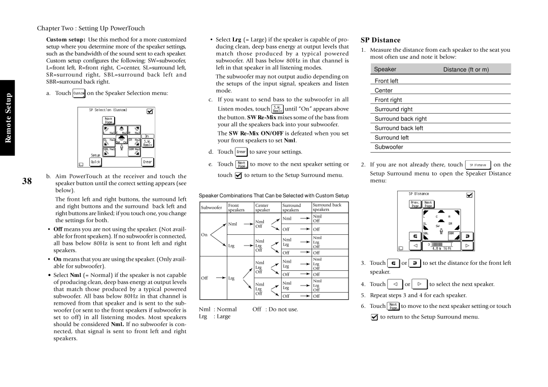 Kenwood VR-5900 setup guide RemoteSetup, SP Distance 