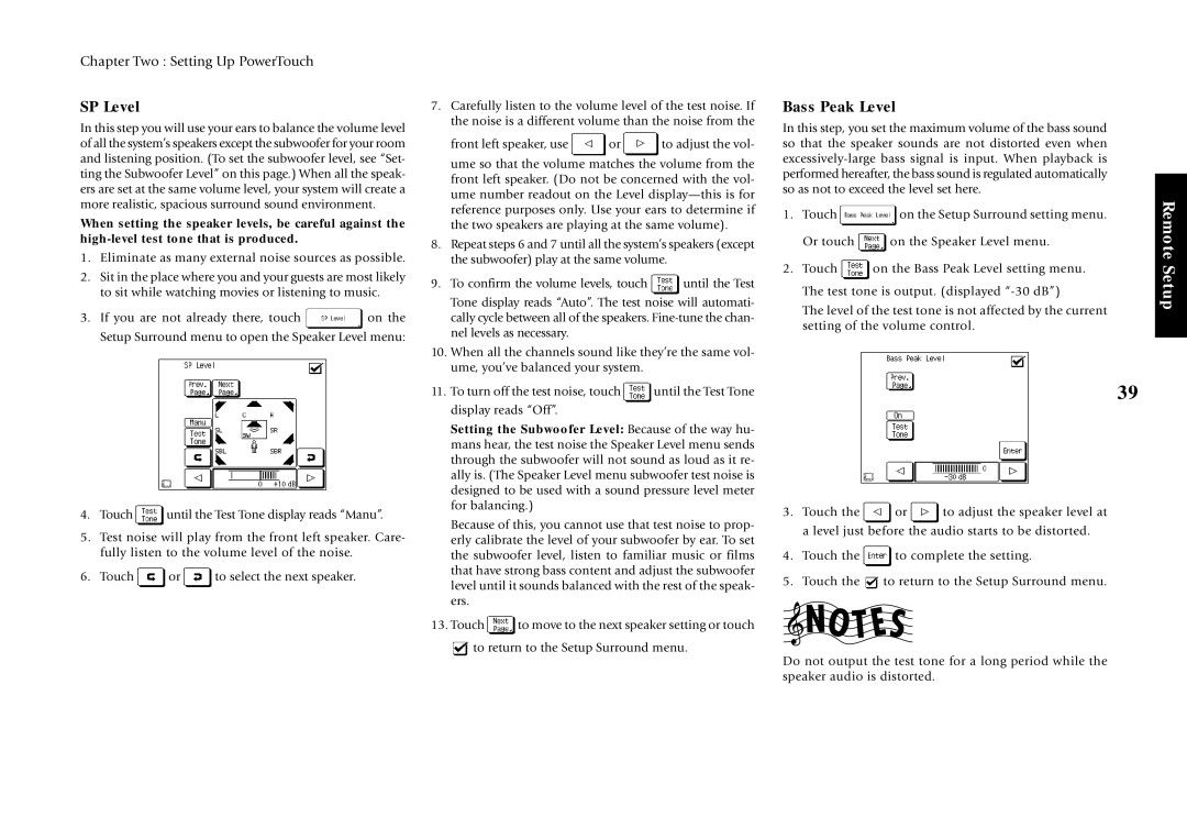 Kenwood VR-5900 setup guide SP Level, Bass Peak Level 