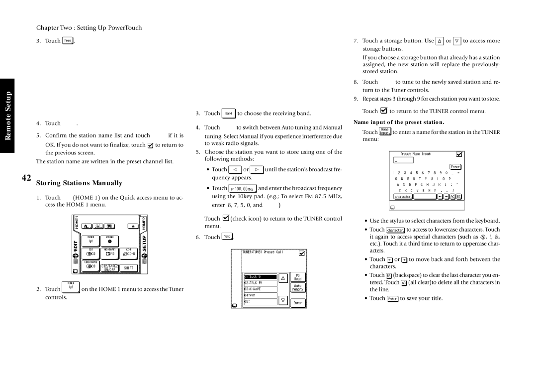 Kenwood VR-5900 setup guide Storing Stations Manually, Name input of the preset station 