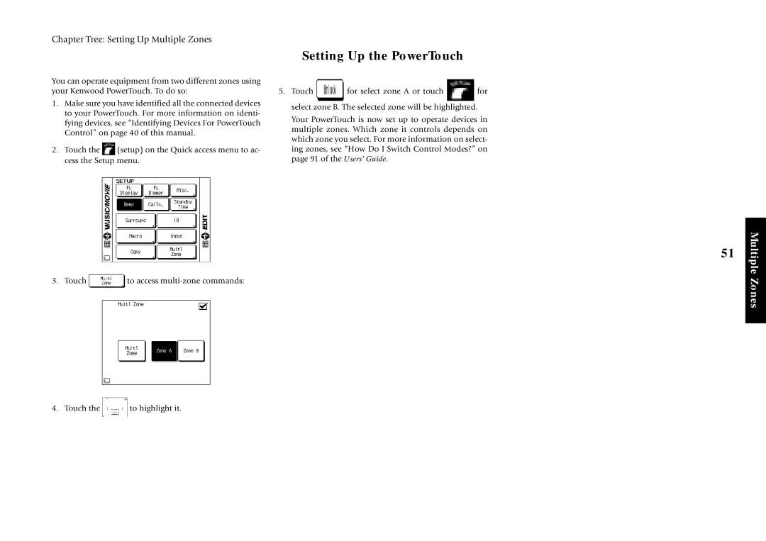 Kenwood VR-5900 setup guide Setting Up the PowerTouch 