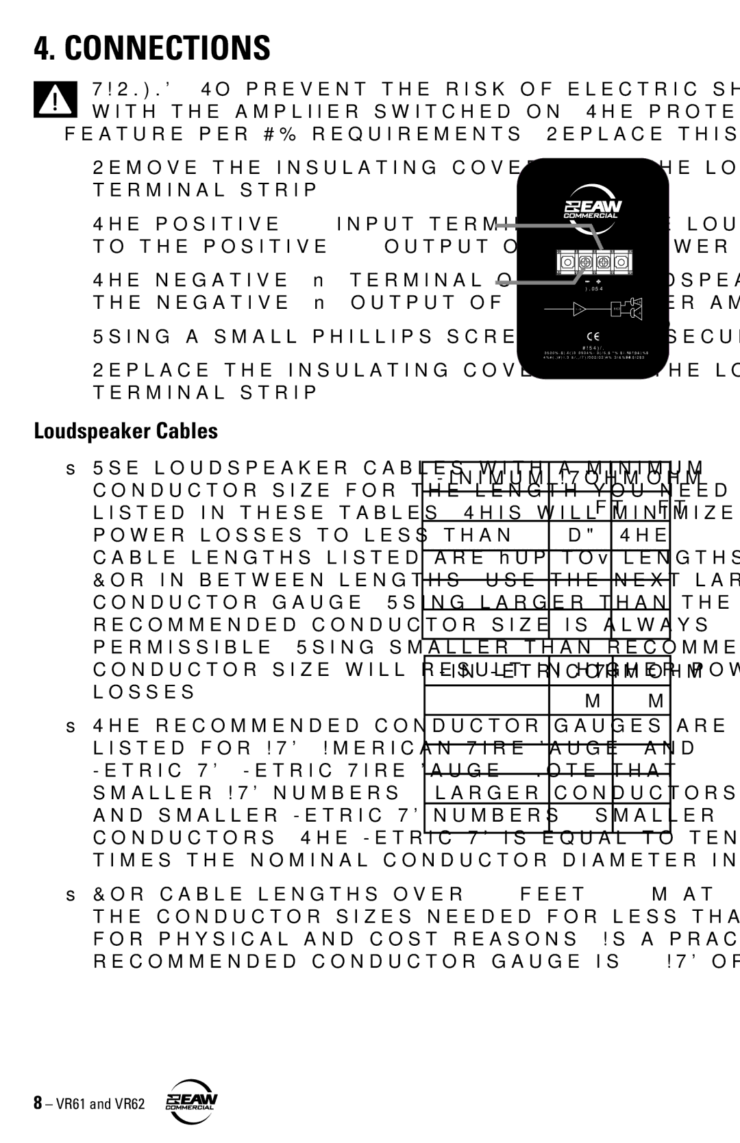 Kenwood VR61, VR62 instruction manual Connections, Loudspeaker Cables 