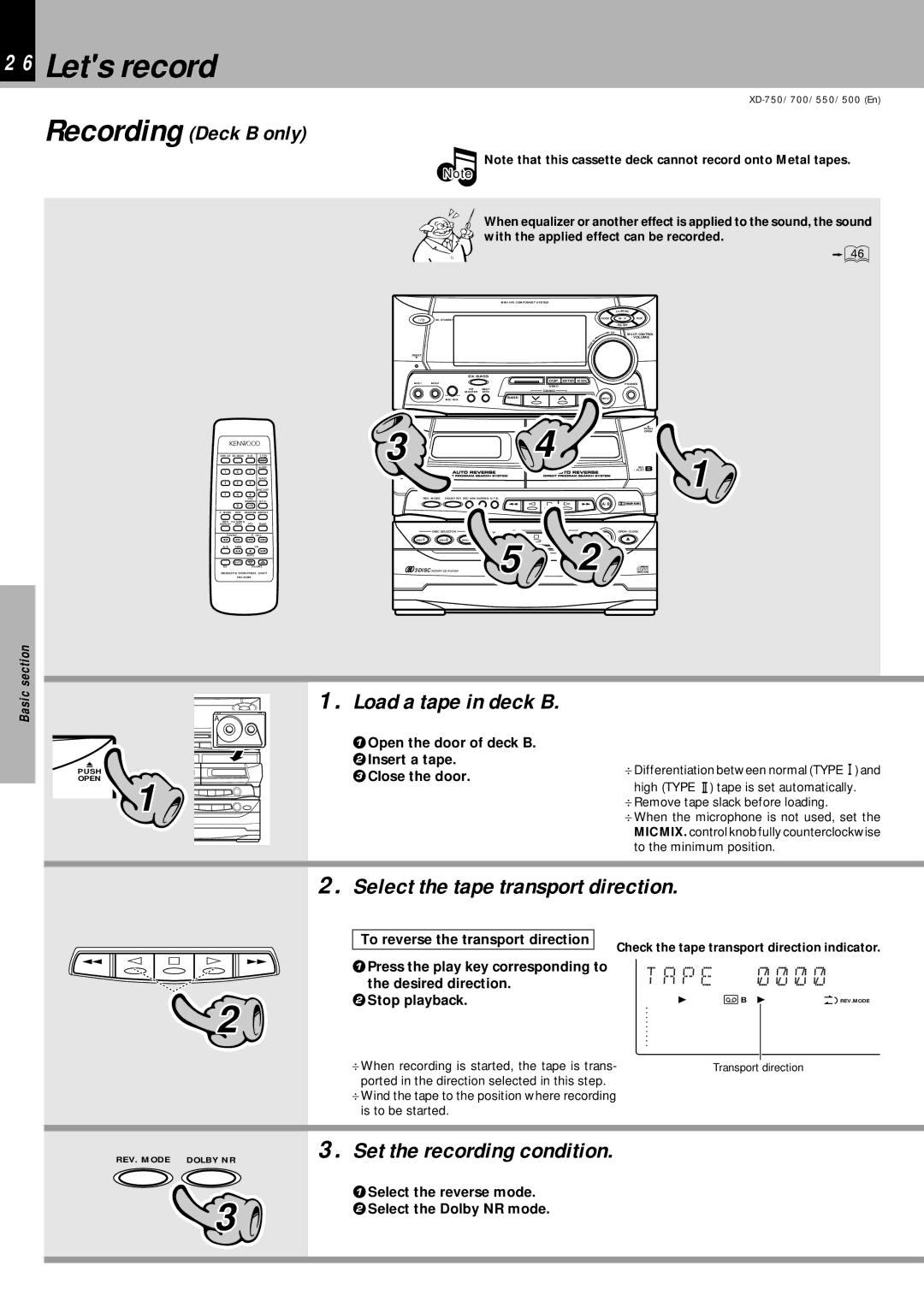 Kenwood XD-550, XD-700, XD-750, XD-500 instruction manual Lets record 