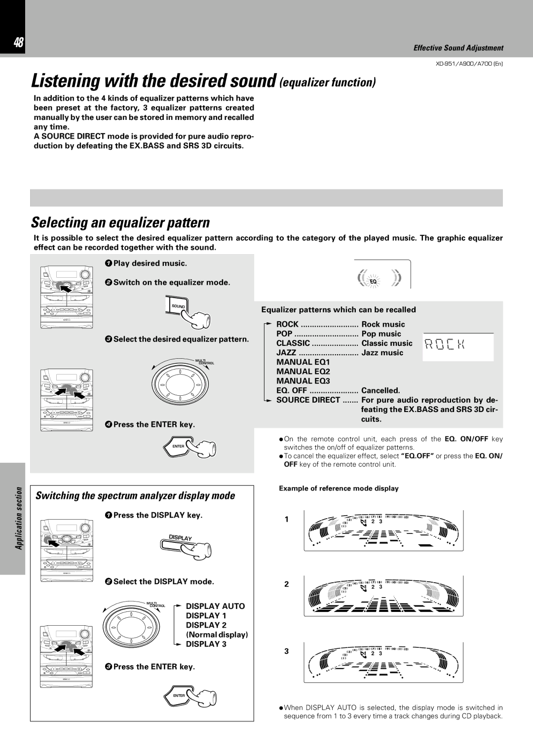 Kenwood XD-951, XD-A900, XD-A700 instruction manual Selecting an equalizer pattern 