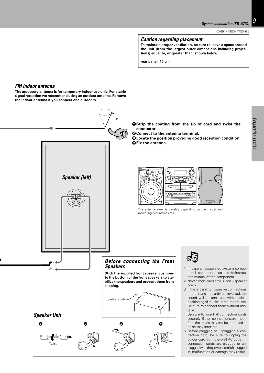 Kenwood XD-951, XD-A900, XD-A700 instruction manual Speaker left, Application section Knowledge 